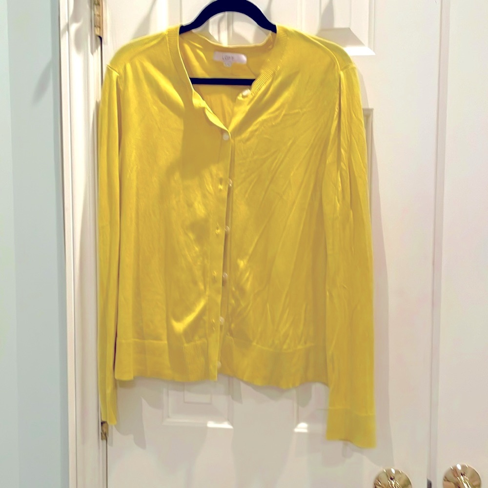 XL Loft chartreuse/yellow sweater cardigan